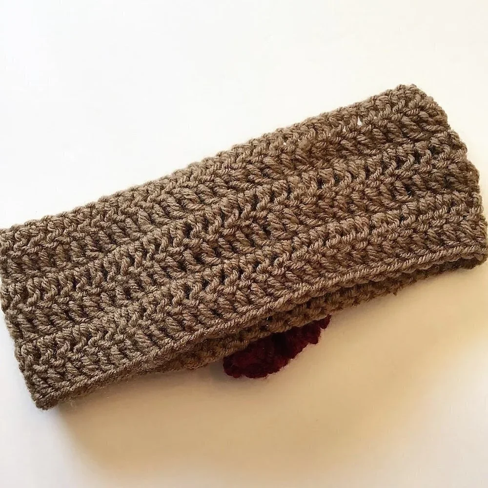 BOHO BURGUNDY CROCHET HEADBAND